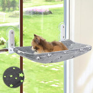 Cama Hamaca Plegable Inalámbrica para Mascotas <span class=keywords><strong>Wowo</strong></span> que Brilla en la Oscuridad, Diseño de Estrellas, Percha Resistente para Gatos para Ventana con Marco Metálico Robusto - Product Image 1