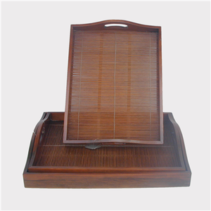 Plateau de service en bambou rustique vintage moderne, artisanat avec motif décoratif et modèle de rangement élégant, fabriqué au Vietnam - Product Image 2