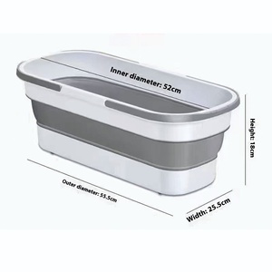 Seau pliant portable pour vadrouille domestique grande poulie rectangulaire en silicone pour le stockage transfrontalier en matière plastique - Product Image 6
