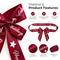 Ruban en satin personnalisé pour Noël, nœuds pré-noués avec élastique pour emballage de boîtes cadeaux, décoration de fêtes, vente en gros