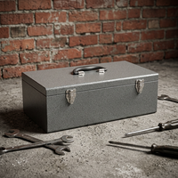 Boîte à outils en métal robuste de 20 pouces, portable, imperméable, avec revêtement en poudre, poignée de transport robuste, double loquet pour garage, atelier, bureau, OEM