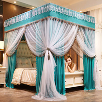 Moustiquaire de lit romantique pliable à 3 portes, grande taille, double couche, avec dentelle, occultante, pour usage domestique - Vente en gros