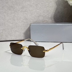 Premium Vintage Frameless Square Sunglasses Gradient Lens Men Luxury Fashion Shades Outdoor Driving UV Protection <b>Eyewear</b> - Product Image 2