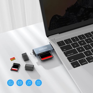 YC-721 Đầu đọc thẻ OTG 5 trong 1 USB2.0 Đầu đọc thẻ với <span class=keywords><strong>USB</strong></span>/Loại C/CF/SD/TF Khe cắm thẻ nhớ cho máy tính điện thoại di động - Product Image 2