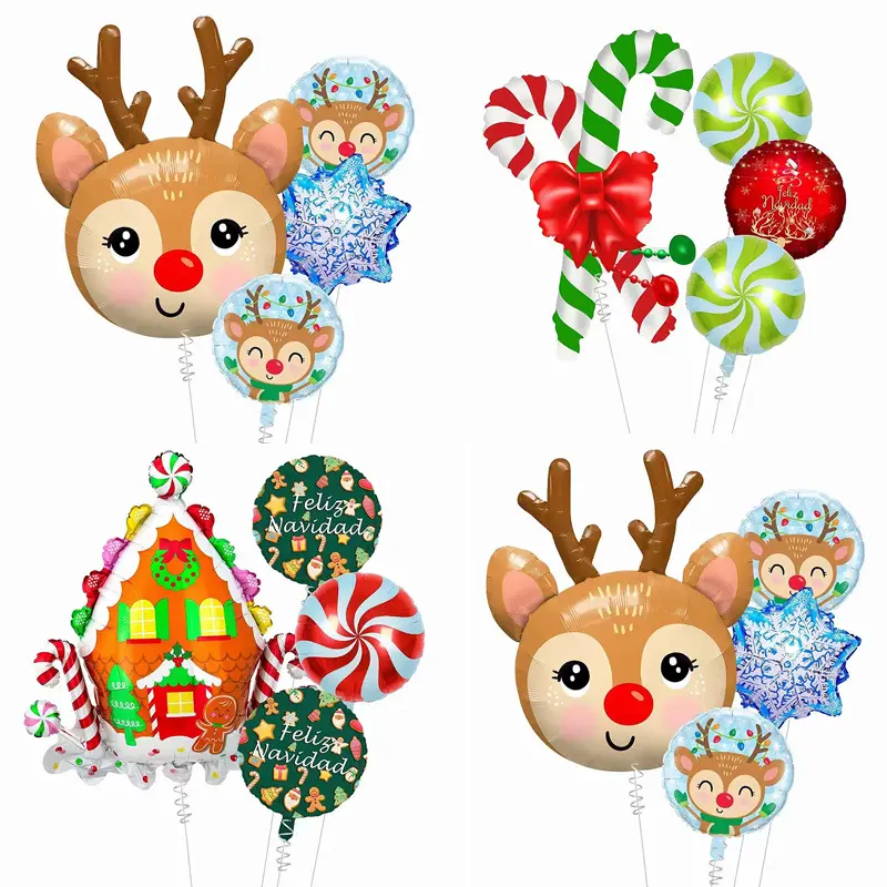 New Hot selling Christmas foil balloons Merry Christmas theme elk snowflake candy for new year party decoration balloons