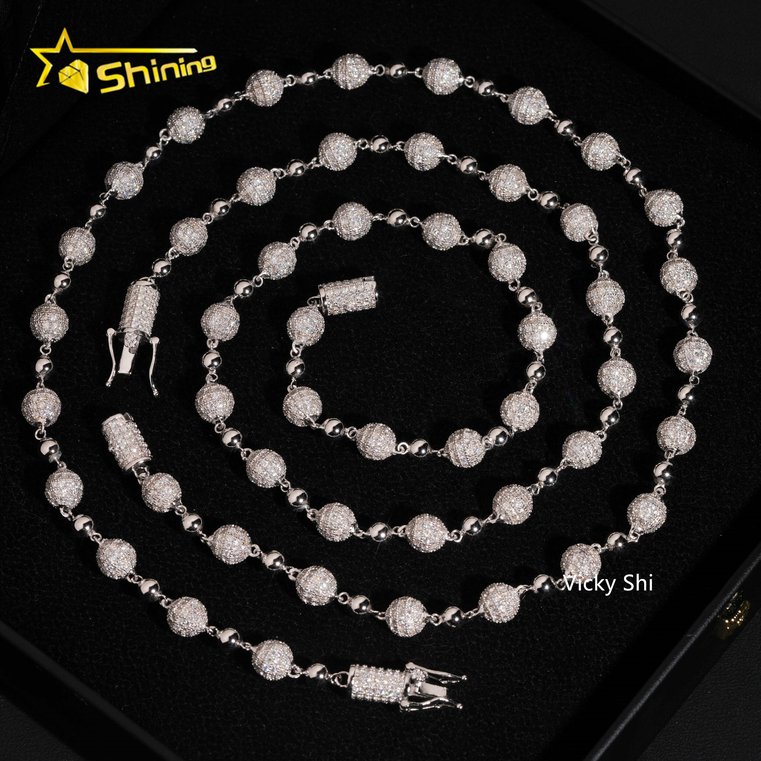 925 sterling silver bead ball necklace