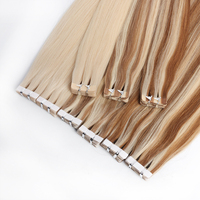 Extensions de cheveux humains indiens naturels 100% vierges Remy, double épaisseur, à bandes adhésives invisibles, cuticules alignées