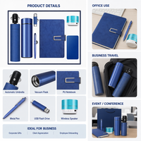 Ensemble de cadeaux d'affaires de luxe promotionnel et très demandé de 7 pièces : Carnet uni, Bouteille isotherme, Batterie externe, Haut-parleur, Parapluie