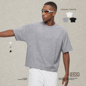 Camiseta de algodón para hombre, estilo europeo y americano, de marca, moderna, informal, de manga corta, cuello redondo, estilo urbano - Product Image 3