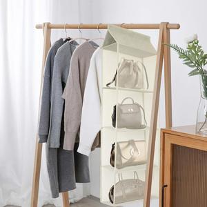 Classic Design Collapsible Fabric Storage Bag Transparent Visible Wardrobe Hanging Organizer for Carrying Purse & Clothes - Product Image 6