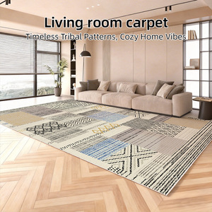 Tapis de salon EIFFEL HOME à motif mosaïque, lavable en machine, en fibre de polyester, résistant aux taches, facile d'entretien, pour chambre à coucher, canapé, café - Product Image 2
