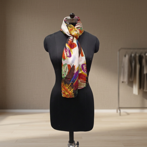 Elegant Women's Long 100% <b>Silk</b> <b>Scarf</b> Hand-Painted Abstract Pattern Multi-Functional Fashion Accessory All Seasons - Product Image 3