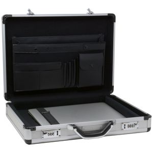 Maletín de Aluminio Metálico Plateado Pequeño y Resistente para Transporte y Almacenamiento Personalizado de Laptops, con Candado de Combinación - Product Image 3