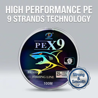 Vente en gros usine JIESHIDA X9 Ligne de pêche tressée 9 brins PE Multicolore 100M Super résistante Lisse Mer Rivière Ruisseau OEM ODM