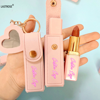 Porte-clés de luxe rose en forme de cœur, miroir de voyage, sacs de rangement en cuir PU pour maquillage et cosmétiques pour femmes, porte-rouge à lèvres
