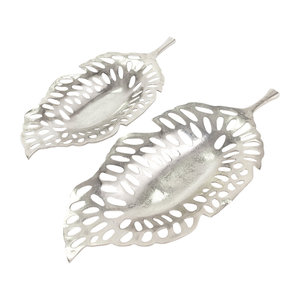 Plateau en aluminium en forme de feuille d'argent de haute qualité pour le décor de fête de mariage de maison de Restaurant d'Inde - Product Image 1