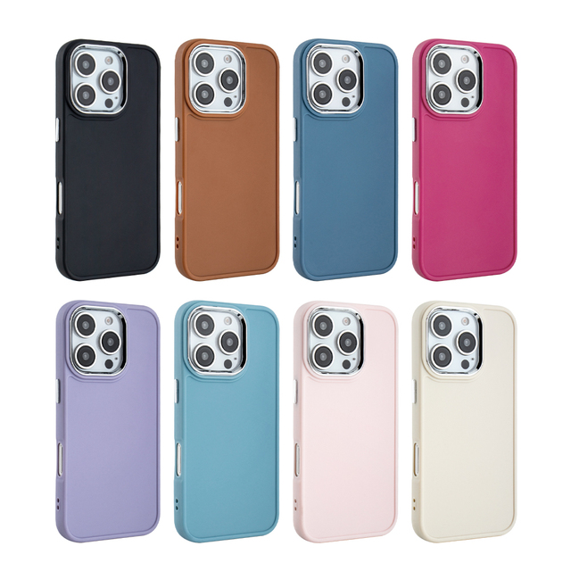 Solid Color Electroplated Lens Frame Soft TPU Rubber Silicone Phone Case for iPhone 17 16 16e 13 14 15 Pro Max Cover