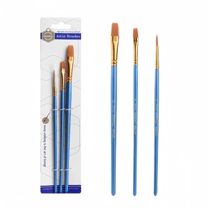 Brosses à cheveux plates à manche en bois pratiques pour artistes ensemble <span class=keywords><strong>de</strong></span> peinture à l'huile acrylique aquarelle avec cheveux en nylon pour peintres - Product Image 6