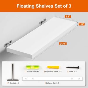 Wood Floating Shelves Wall Mounted Decorative Food-Safe Display <strong>Storage</strong> <strong>Units</strong> <strong>for</strong> <strong>Kitchen</strong> Living Room Bathroom Wardrobe - Product Image 5