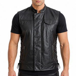 Custom Colors Adjustable Size <b>Men</b> Leather <b>Vest</b> Winter Windproof Eco-Friendly Casual Outerwear Best Quality Wholesale Price - Product Image 6