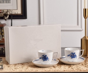 Classic Plant Pattern Four-color European Bone China Double <b>Cup</b> and <b>Saucer</b> with Eco-Friendly Gift Box Suitable for Gifts - Product Image 5