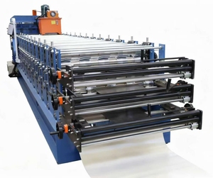 자동 금속 강철 3 층 유약 사다리꼴 골판지 지붕 타일 롤 형성 트리플 루핑 시트 만들기 기계 3 in 1 - Product Image 2