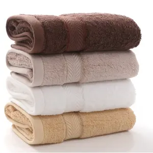 Hotel Use Solid Color 700Gsm Cotton Striped Bath Towel For Gift