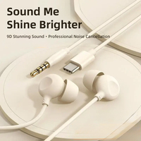 Earphone suara Bass, Earphone olahraga Tipe C 3.5mm dengan Mic untuk iPhone 17 Xiaomi Samsung MP3
