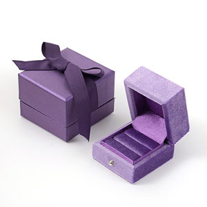 Boîtes à bijoux en velours FANXI pour l'emballage des bagues, avec ruban, boîtes cadeaux pour bijoux avec logo - Product Image 1