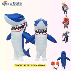 Adulto Inflável Azul Tubarão Blow-up Halloween Carnival Party Traje - Product Image 1