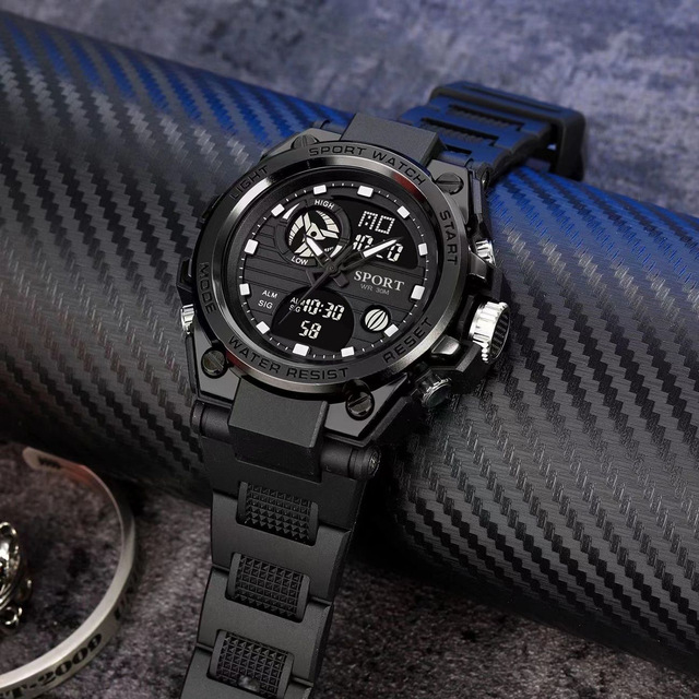 Men Watches Waterproof Sport Wristwatch Relogio Masculino Luxury Fashion Rubber Dual Display Digital Watch for Male