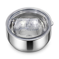 Bol rond en acier inoxydable 304 de qualité alimentaire 500 ml, style coréen avec couvercle, réutilisable
