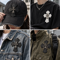 Accessoires décoratifs tendance en cuir PU et alliage, patchs PVC style croix à coudre pour vêtements, chaussures, chapeaux et sacs