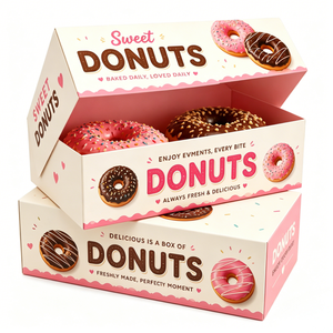Boîte d'emballage de luxe pour <span class=keywords><strong>donuts</strong></span> avec fenêtre transparente, boîtes à desserts personnalisées écologiques pour fêtes, vente en gros - Product Image 5