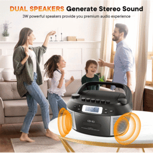 Multifunctional Portable CD Boombox with Cassette Tape Recorder AM/FM Radio USB MP3 <b>Player</b> Remote Control <b>for</b> Home - Product Image 4