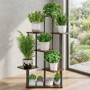 Support à fleurs moderne en métal à 5 niveaux, étagère pour plantes d'intérieur, décoration minimaliste pour la maison - Product Image 6