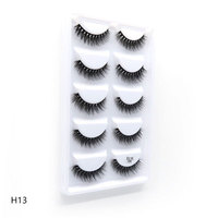 Faux cils 3D en poils de vison, épais, vente en gros, 5 paires, H13, meilleure vente