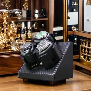 Commercio all'ingrosso automatico 3-Slot in fibra di carbonio PU pelle orologio Winder Case Premium scatole e custodie per orologi