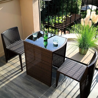 Ensemble de table et chaises en rotin Ulandy moderne pour l'extérieur, idéal pour les hôtels, les cours, les terrasses, les balcons, avec rangement, imperméable et durable