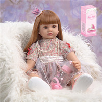 Poupée de 60cm en silicone souple pour tout-petits et bébés, cheveux bouclés, style princesse