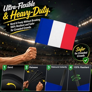 Drapeau de France portable personnalisé 30x45cm en mousse EVA avec poignée pliable et bâton de rallye, livraison rapide en gros, directement de l'usine - Product Image 5