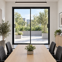 Porte coulissante en verre en alliage d'aluminium, isolée thermiquement, étanche, avec écran en acier inoxydable pour extérieur commercial