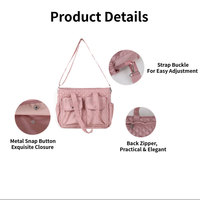 Tas Jinjing Laptop Quilted 300T Pongee, Tas Selempang Perjalanan Ringan dengan Kantong Botol & Tali Pengikat Koper Wanita