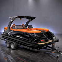 Bateau ponton sportif en aluminium Tritoon 22 pieds 2026 certifié CE, haute vitesse, 200 CV, sports nautiques, usine OEM