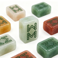 Tuiles de Mahjong Premium en Jade Vert Ambré et Blanc Glacé, pour le Voyage, le Bureau, la Maison, Cadeau, Décoration Intérieure, Collection de Jeux