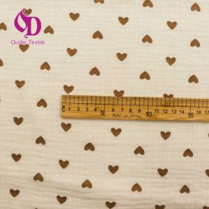 Pur coton délicat coeur imprimé teint en fil Seersucker tissu tissé <span class=keywords><strong>Double</strong></span> crêpe Textile pour bébé couverture rideau couverture pour garçons - Product Image 3