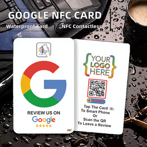 บัตรธุรกิจพีวีซีแบบไร้สัมผัส NFC ของ Google พร้อมชิป 13.56 MHz กันน้ำ ทนทานต่อสภาพอากาศ พร้อมแท่นวางสำหรับรีวิวโซเชียลมีเดีย ปรับแต่งได้ - Product Image 2
