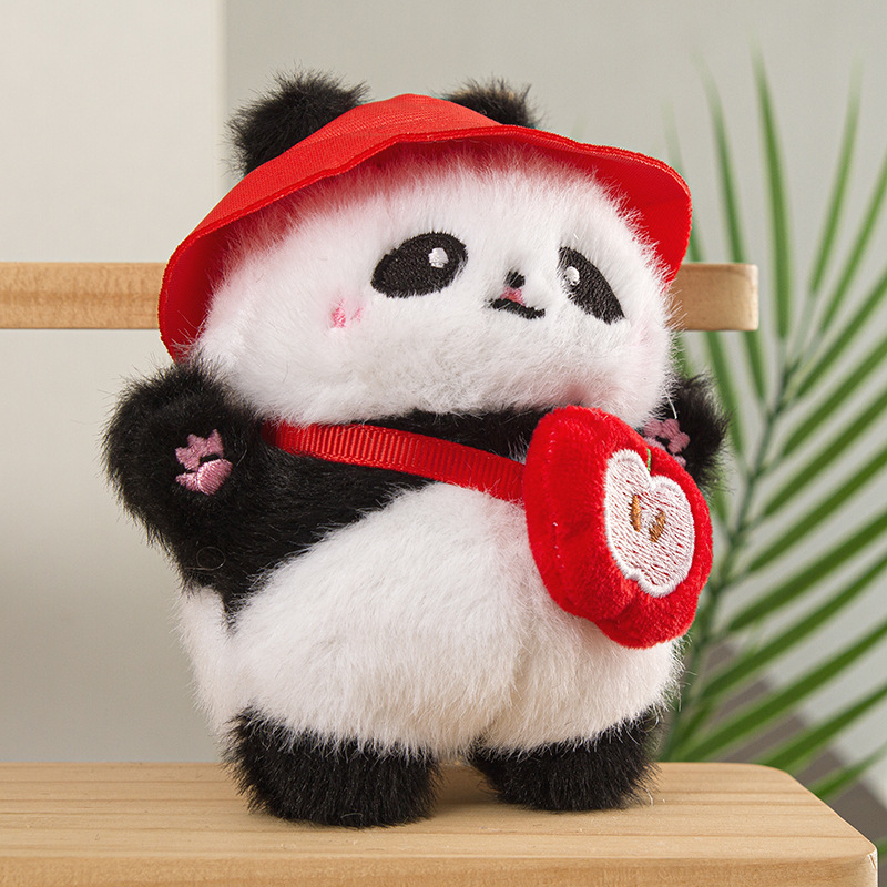 Sac à dos à capuche Panda - Boucle plate rouge - 12 cm