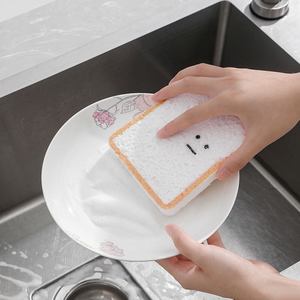 Éponge à récurer avec face à fibres abrasives et face à fibres douces, épaisse, pour un nettoyage efficace des taches, chiffon de vaisselle de cuisine - Product Image 5