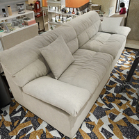 Modernes 3-Sitzer Weißes Stoff-Cloud-Sofa-Set Gepolsterte Eckcouch mit Schwammfüllung für Wohnzimmer Villa Holzmöbel Komprimierte Box